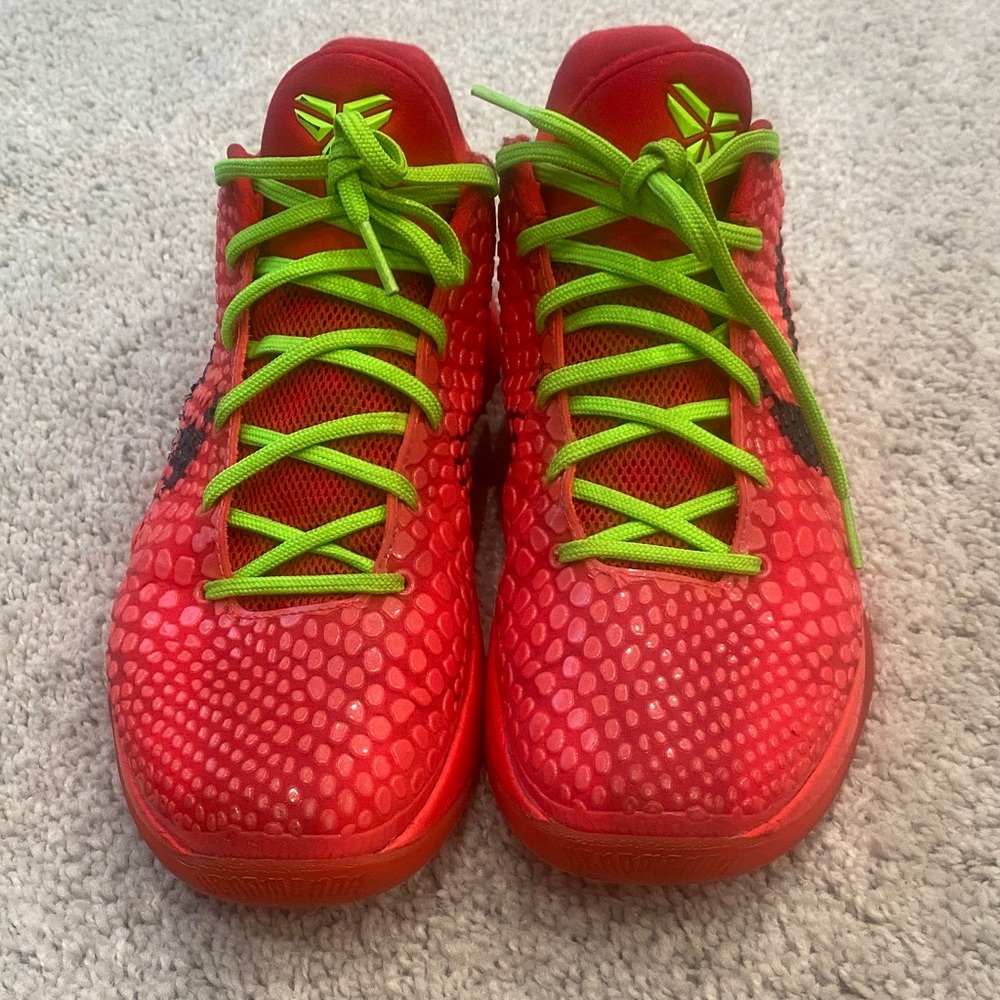 Vibrant Red and Green Kids Sneakers